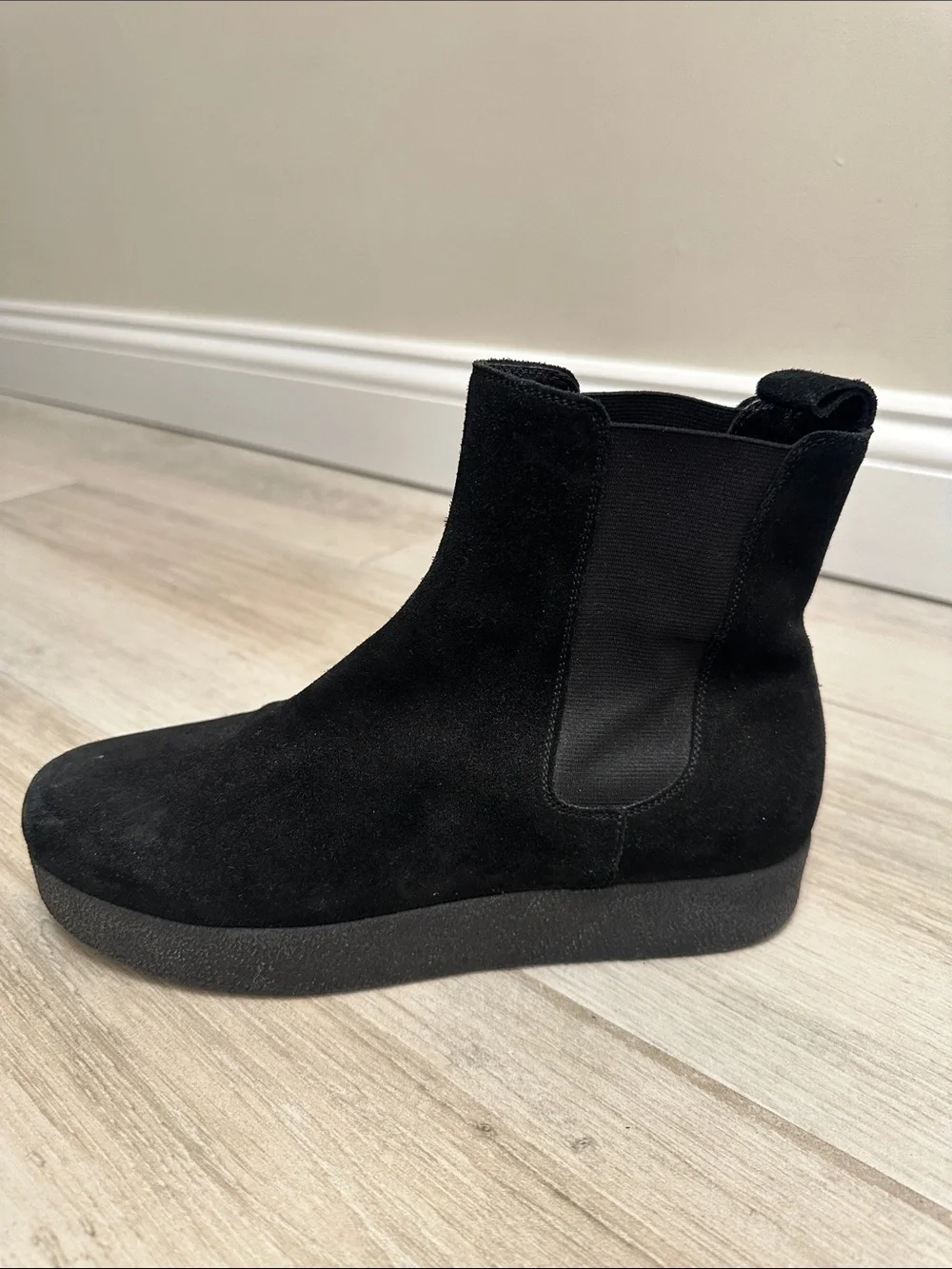 Barneys New York Black Suede Platform Chelsea Boots